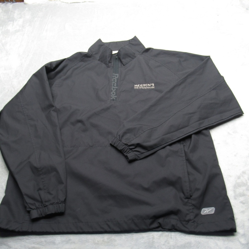 Mortons Steakhouse Jacket Men Large Black 1/4 Zip Wind Employee Uniform Anorak